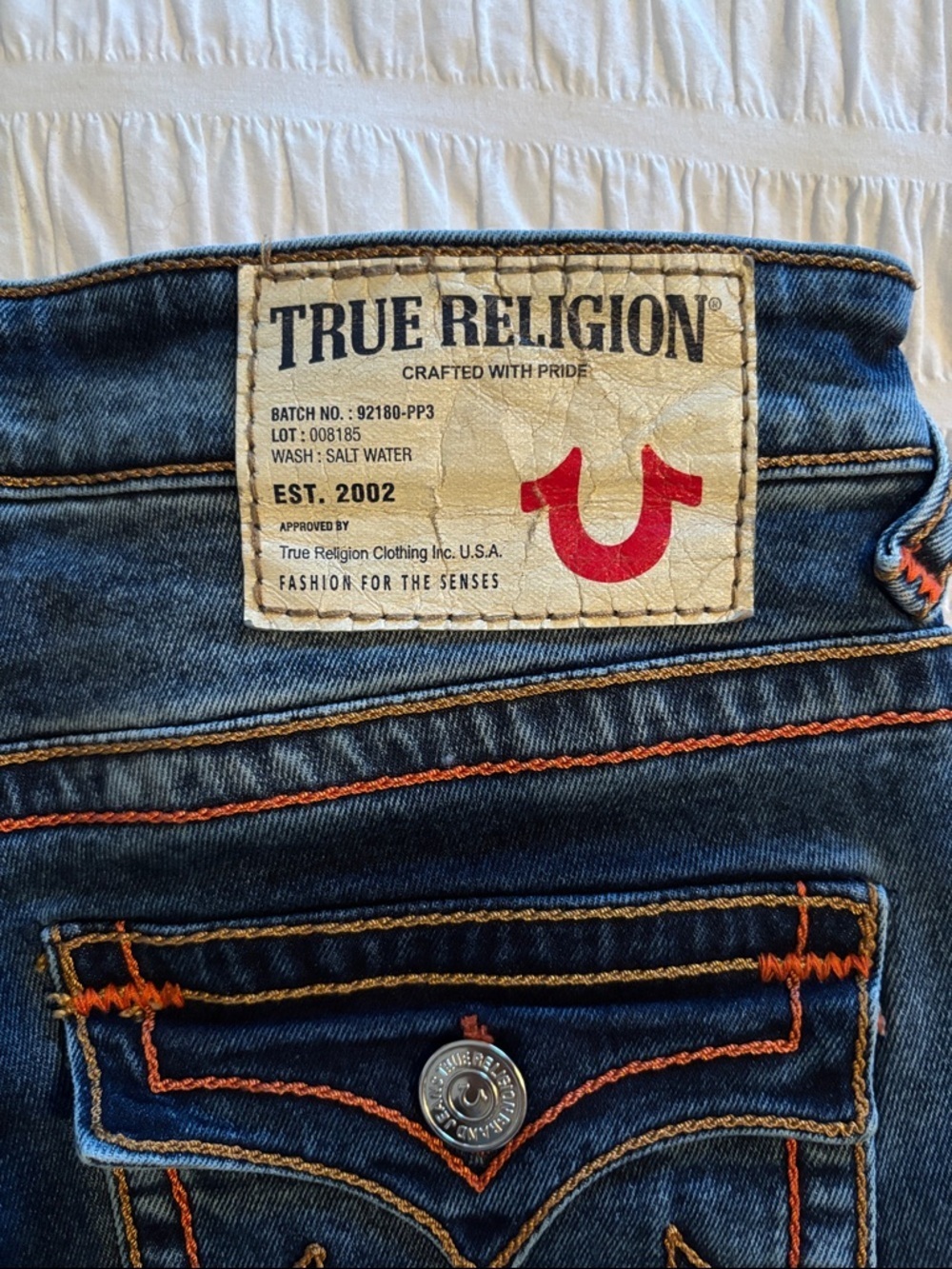True Religion Blue Denim Jeans with Red Label Accents - Picture 8 of 15